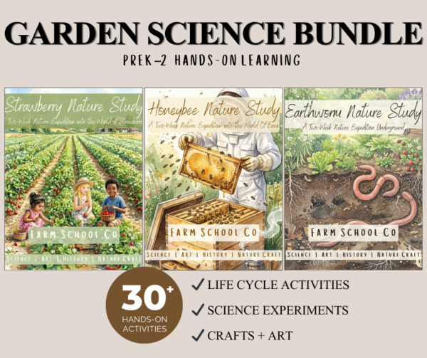 Spring Garden Science Bundle | Strawberry, Honeybee & Earthworm Nature Studies for PreK–2